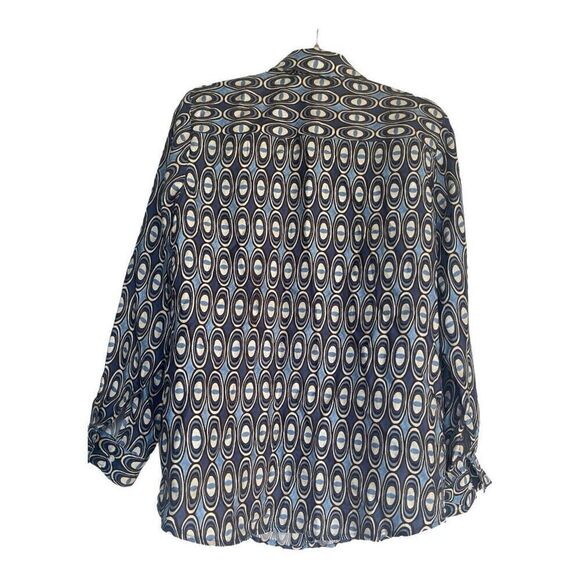 Men’s J. McLaughlin Tan Silk Blend Abstract Print Button Down Shirt Size Medium - Picture 6 of 7